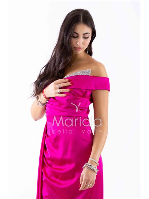 abito con strass scollo MARICLA ELEGANCE | FI7443FUCSIA